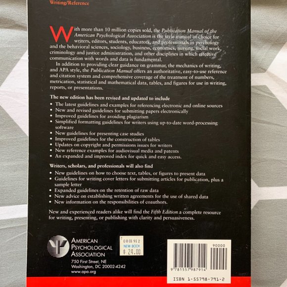 Publication Manual of the American Psychological Association Fifth Edition - Picture 2 of 3